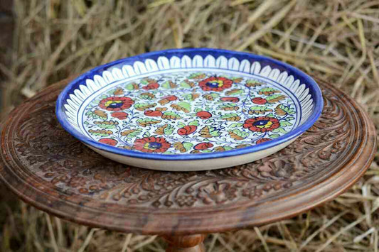 Blue Pottery Pizza Tray