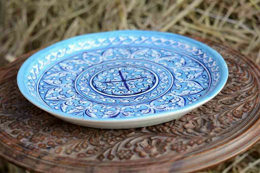 Blue Pottery Pizza Tray