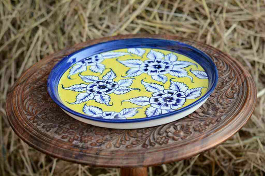 Blue Pottery Pizza Tray