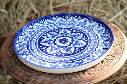 Blue Pottery Pizza Tray