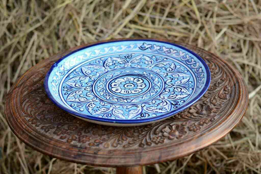 Blue Pottery Pizza Tray