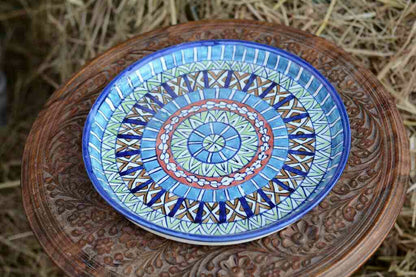 Blue Pottery Pizza Tray