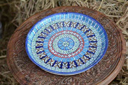 Blue Pottery Pizza Tray