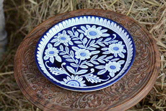 Blue Pottery Pizza Tray