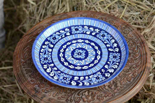 Blue Pottery Pizza Tray