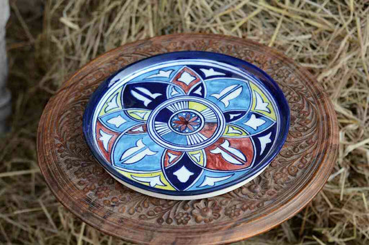 Blue Pottery Pizza Tray