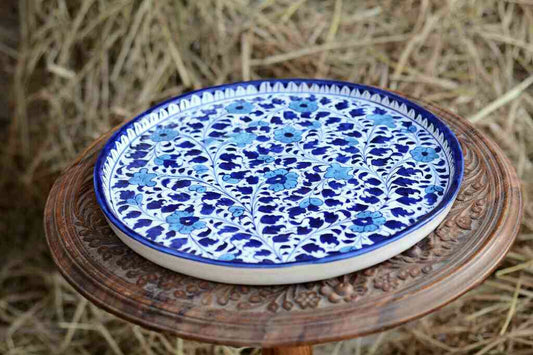 Blue Pottery Pizza Tray