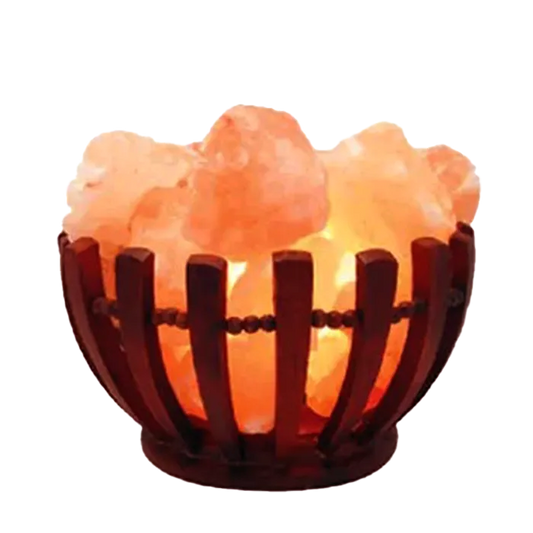 Wooden Basket Salt Lamp Bowl