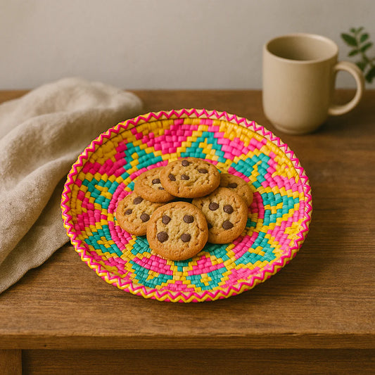Vibrant Multicolor Handwoven Roti Basket (Changeri Design)
