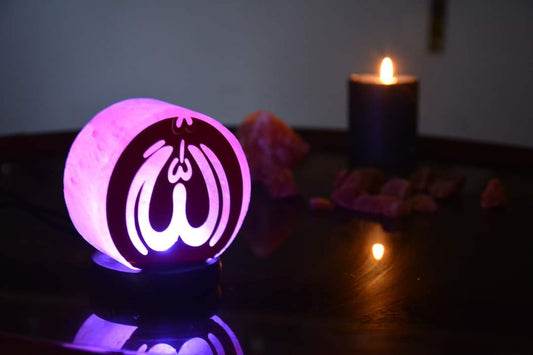 Handcrafted Himalayan Salt Lamp – Allah Name Calligraphy Glow