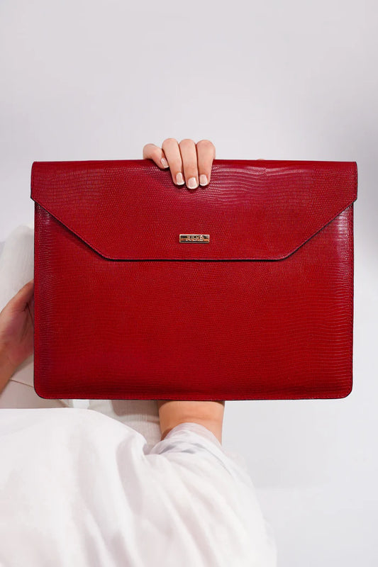 Leather Laptop Bag - REDDISH