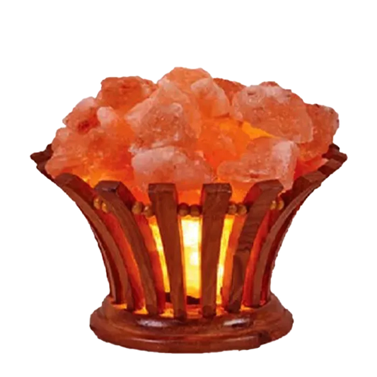 Wooden Basket Salt Lamp Flower