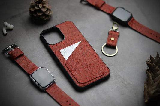 RED TEXTURED WALLET PHONE CASE