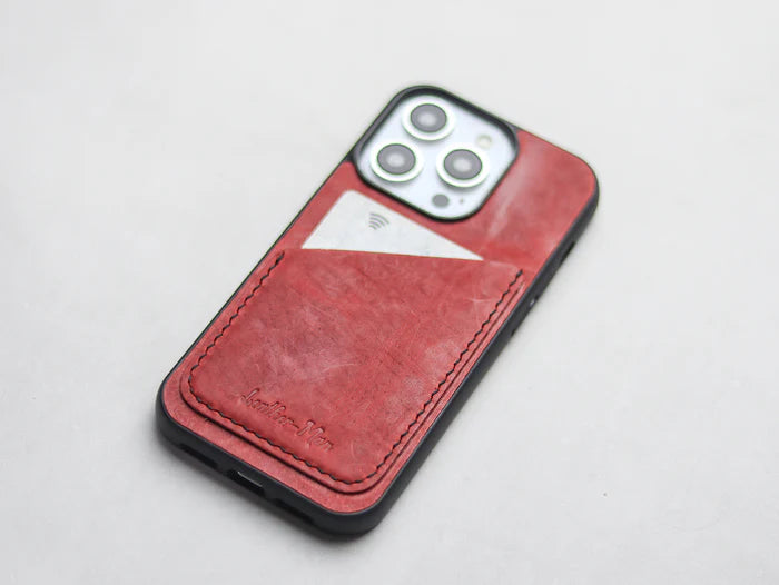 PRISMATIC RED LEATHER WALLET PHONE CASE