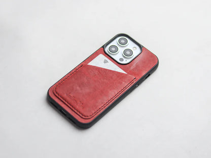 PRISMATIC RED LEATHER WALLET PHONE CASE