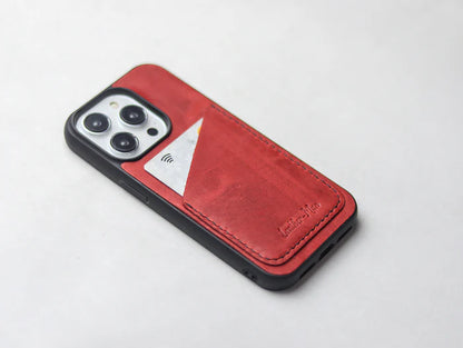 PRISMATIC RED LEATHER WALLET PHONE CASE