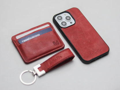 PRISMATIC RED LEATHER CLASSIC PHONE CASE