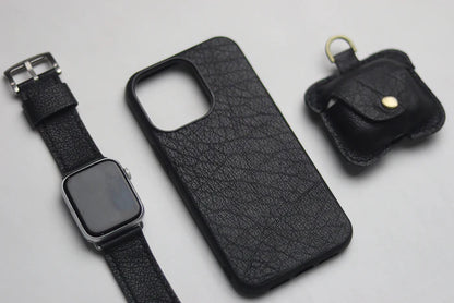 ITALIAN CHEVRE BLACK SIMPLE PHONE CASE