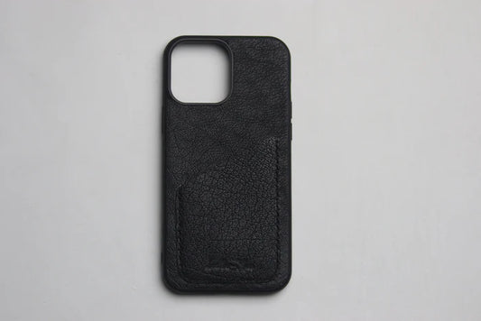 ITALIAN CHEVRE BLACK WALLET PHONE CASE