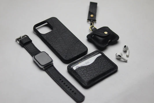 ITALIAN CHEVRE BLACK SIMPLE PHONE CASE