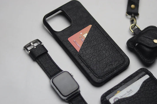 ITALIAN CHEVRE BLACK WALLET PHONE CASE