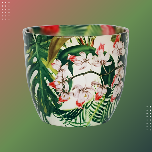 Monza Tropical Floral Indoor Planter Plant Pot Flower Pot, Planter for Indoor Plants (Tropical Floral, 6")