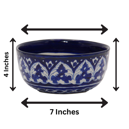 Handcrafted Blue Pottery Soup Bowl – 7x4 Inch | Elegant Ceramic Serveware