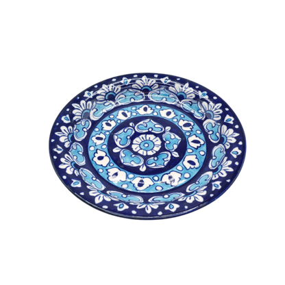 10-Inch Blue Pottery Dinner Plate | Handmade Ceramic Dining Plate | Traditional Hand-Painted Decorative Tableware