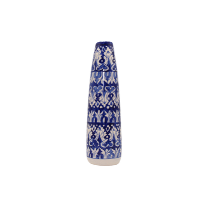 Handcrafted Blue Pottery Bottle Vase – Artistic Ceramic Home Decor