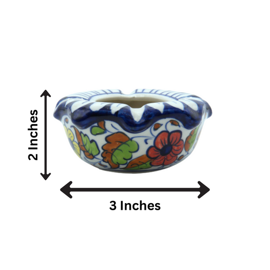 Handcrafted Blue Pottery Ashtray – 3x2 Inch | Elegant Ceramic Accent Piece