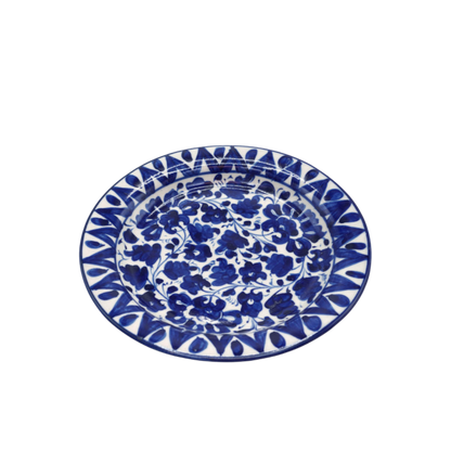 10-Inch Blue Pottery Dinner Plate | Handmade Ceramic Dining Plate | Traditional Hand-Painted Decorative Tableware