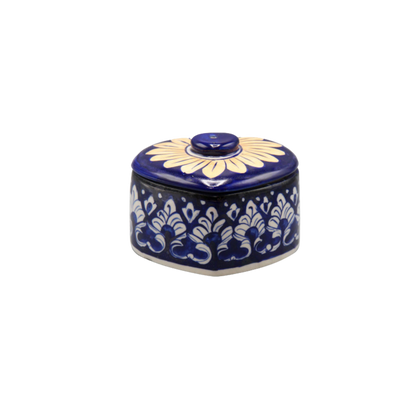 Handcrafted Blue Pottery Jewellery Box – 4x4 Inch | Elegant Keepsake Storage
