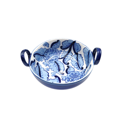 7-Inch Blue Pottery Karahi Bowl | Handmade Ceramic Serving Dish | Traditional Hand-Painted Decorative Bowl