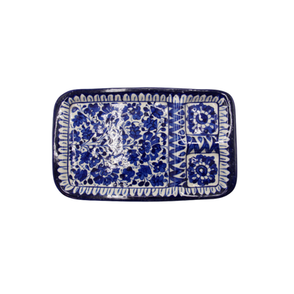 Handcrafted Blue Pottery Burger Dish – 7x12 Inch | Artistic Ceramic Serveware