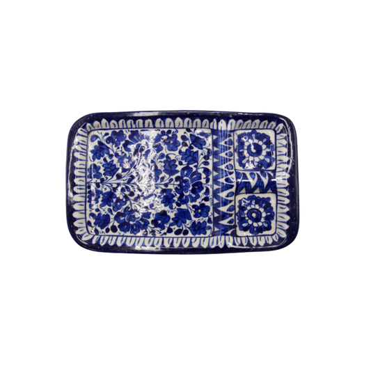 Handcrafted Blue Pottery Burger Dish – 7x12 Inch | Artistic Ceramic Serveware