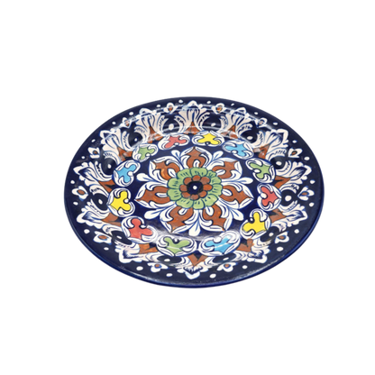 10-Inch Blue Pottery Dinner Plate | Handmade Ceramic Dining Plate | Traditional Hand-Painted Decorative Tableware