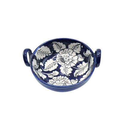 7-Inch Blue Pottery Karahi Bowl | Handmade Ceramic Serving Dish | Traditional Hand-Painted Decorative Bowl