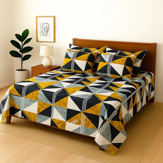 TRIANLE- Bedsheet With 4 Pillow Covers
