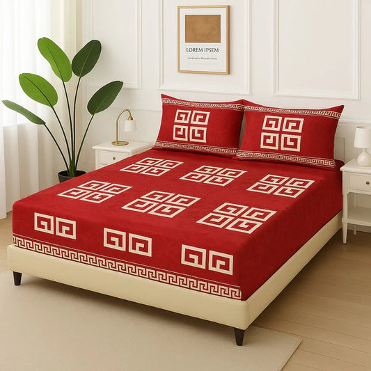 MAROON GUCCI- Fitted Bedsheet Set