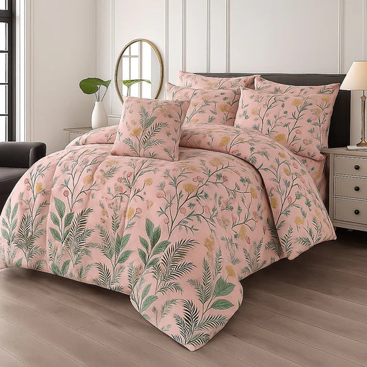 PINK FLOWER- 7pcs PREMIUM Summer Comforter Set (Light Filling)