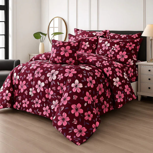TULIP RED- 7pcs PREMIUM Summer Comforter Set (Light Filling)
