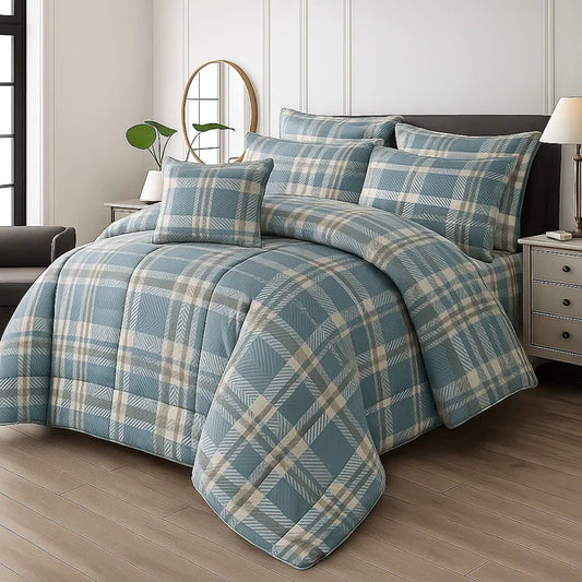 SOFT CHECK- 7pcs Summer Comforter Set (Light Filling)