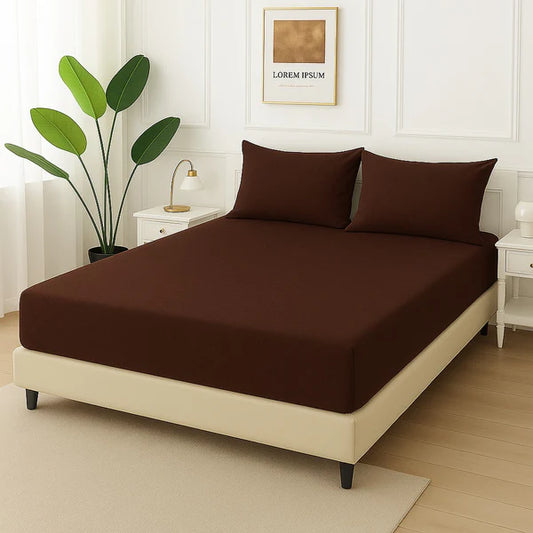 BRIOWN PLAIN- Fitted Bedsheet Set