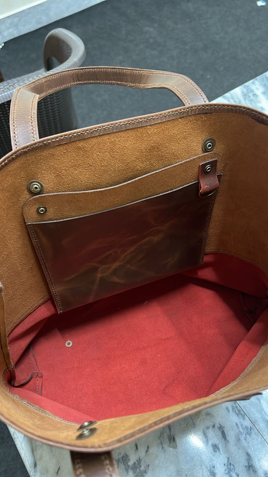 Two-Tone Leather Tote Bag