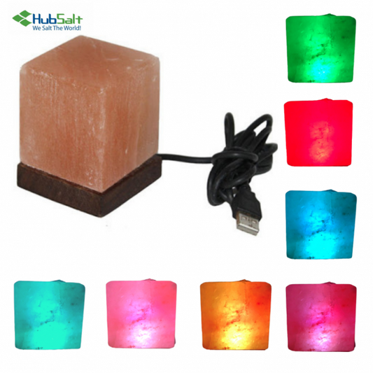 Himalayan Pink Salt Cube Shaped USB Lamp