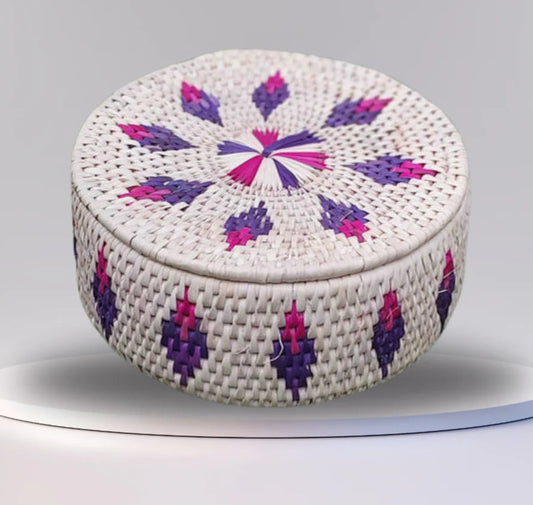 Handcrafted Wicker Basket with Lid  Made in Pakistan (Sindh)