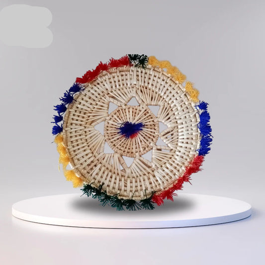 Handwoven Traditional Multipurpose MatBasket with Tassels