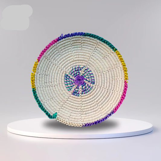 Handmade Traditional Roti Basket (Pindi) - Colorful Palm Leaf Design