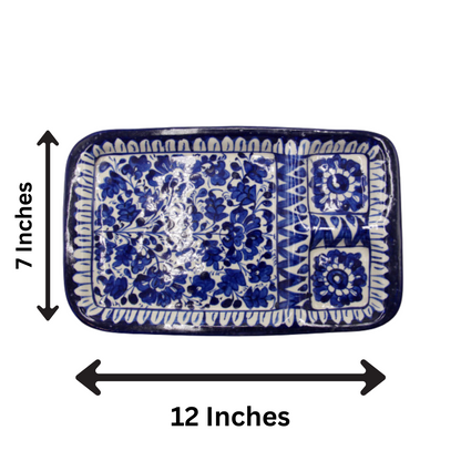 Handcrafted Blue Pottery Burger Dish – 7x12 Inch | Artistic Ceramic Serveware